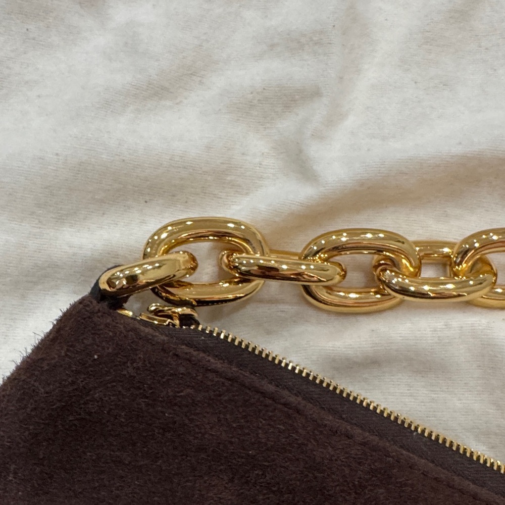 KHAITE Chocolate Suede Bag with Gold Chain - Picture 8 of 9